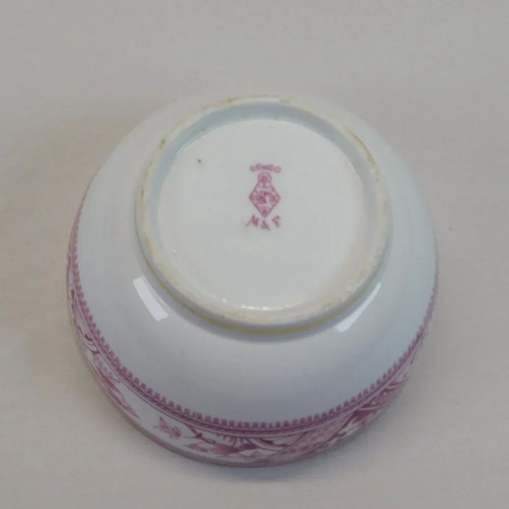 Meigh Forester Congo Fine China White Pink Gold Trim Round Bowl 4 1/8" Antique - Picture 7 of 9